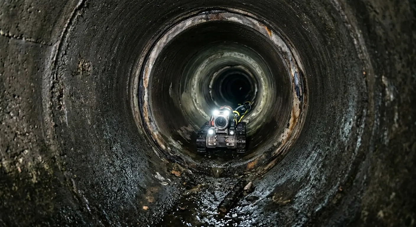 Robotic sewer camera inspecting pipe interior for Sewer Line Repair in Boxborough